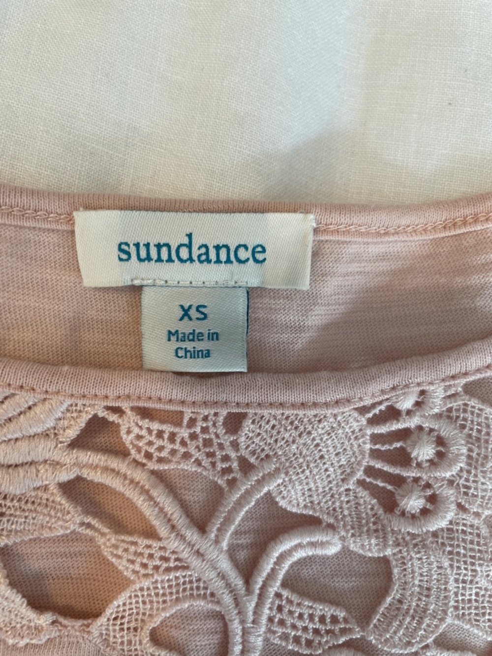 Sundance Blush Lace-Yoke Short Sleeve Tee - Picture 6 of 7